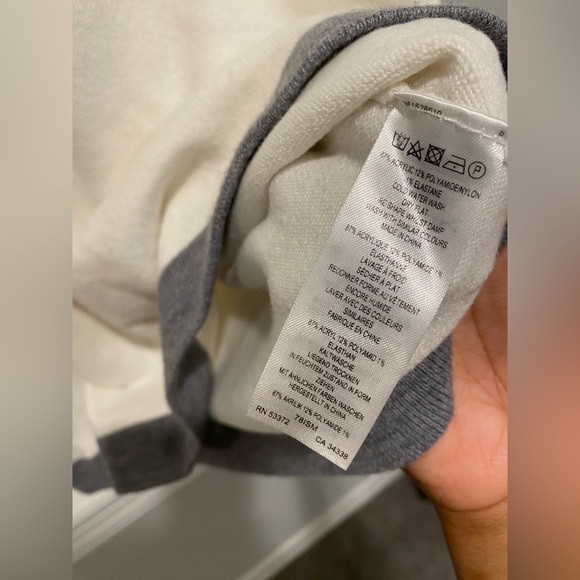 French Connection White Cream Grey Two Tone Cowl Neck Long Sleeve Sweater - Picture 4 of 8